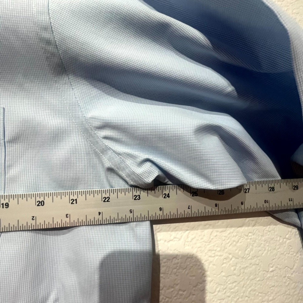 Brooks Brothers Dress Shirt Mens 16.5 Blue White Cotton Regular Fit Pleated - Picture 7 of 12